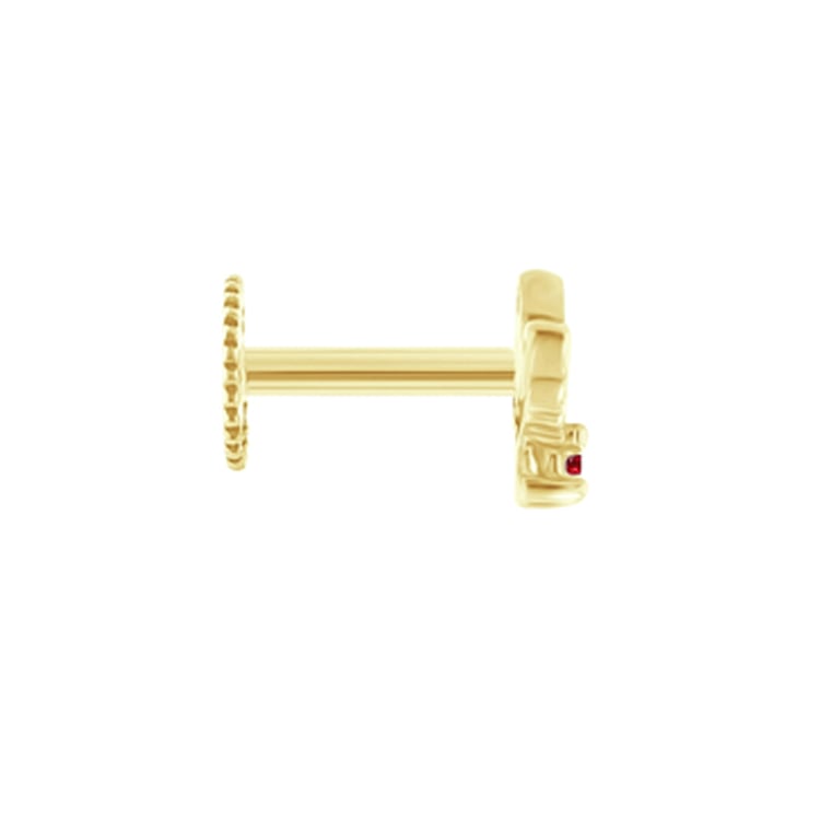 Goldener Piercing Ohrstecker mit Rubinen Amina 124377