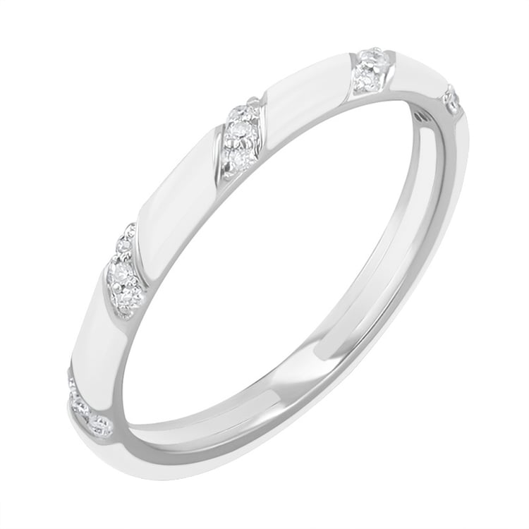 Weißer Keramikring mit Diamanten Astair 128734