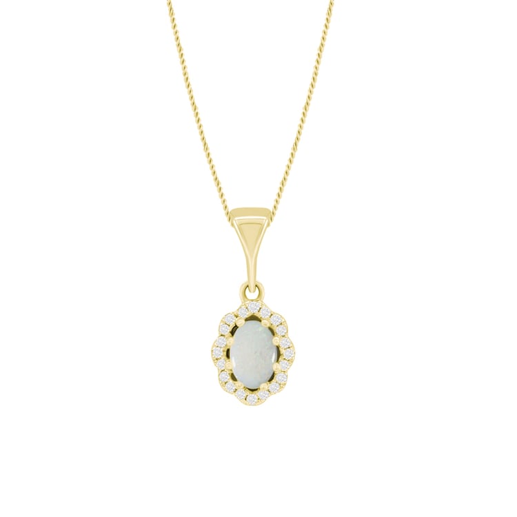 Anhänger mit Opal und Halo bezetzten Diamanten Jayme 4768