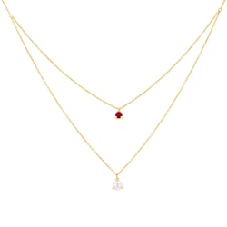 Goldene Kette mit Perle und Rubin Auburn