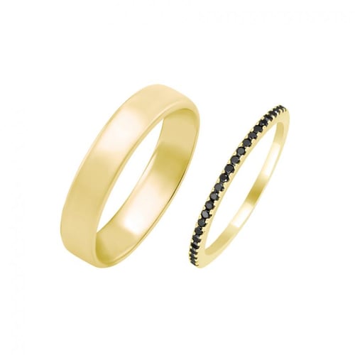 Eternity Ehering mit schwarzen Diamanten und Herrenring Oana