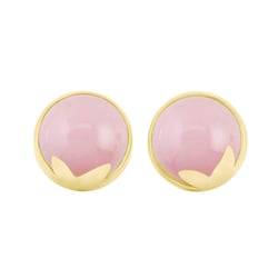 Goldene Ohrringe mit rosa Opal in Cabochon-Schliff Erica