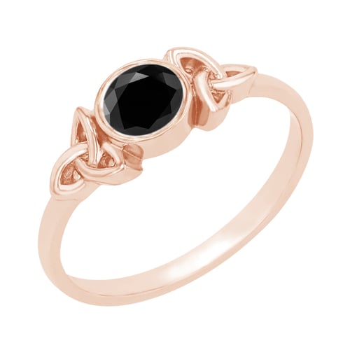 Geflochtener goldener Ring mit schwarzen Diamanten Lorey