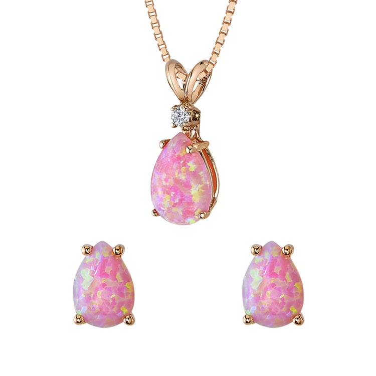 Schmuckset aus Gold mit rosa Opalen Loire