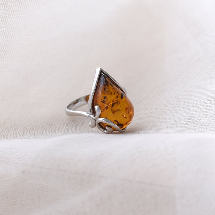 Bernstein in Silberring 69552