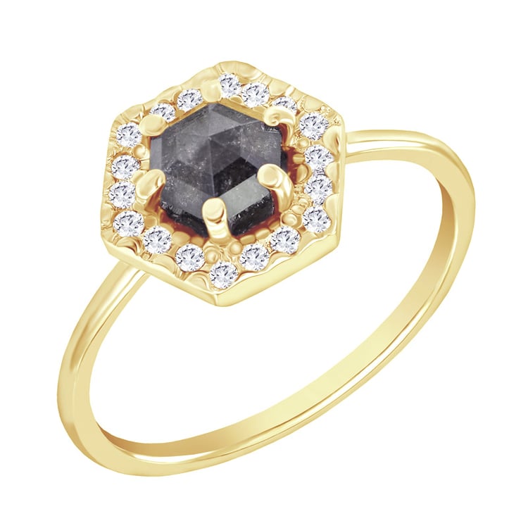 Ring mit Hexagon Salt and Pepper Diamant 96793