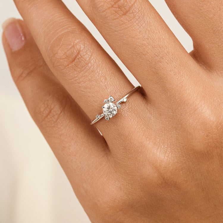 Cluster Verlobungsring mit 0.3ct Naturdiamanten Rosa 162702