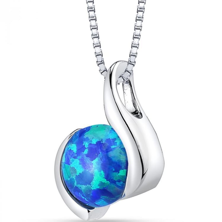 Silbernes Schmuckset mit blauen Opalen Bel 7138