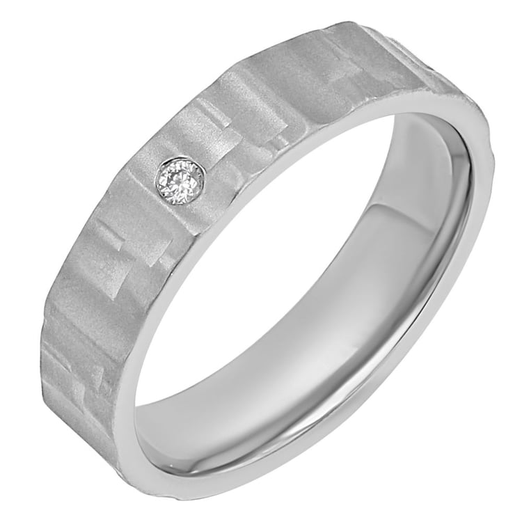 Flache Eheringe aus Titan mit Diamant Aria 167883