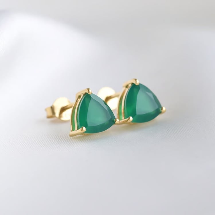 Ohrringe aus Silber mit grünen Achaten 163775