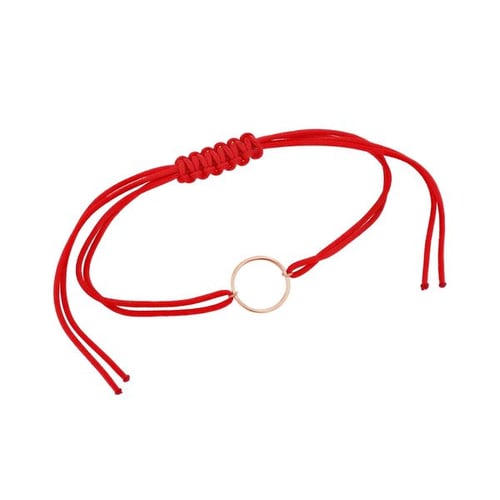 Armband mit einem silbernen Anhänger in Form des Karma-Symbols Karma