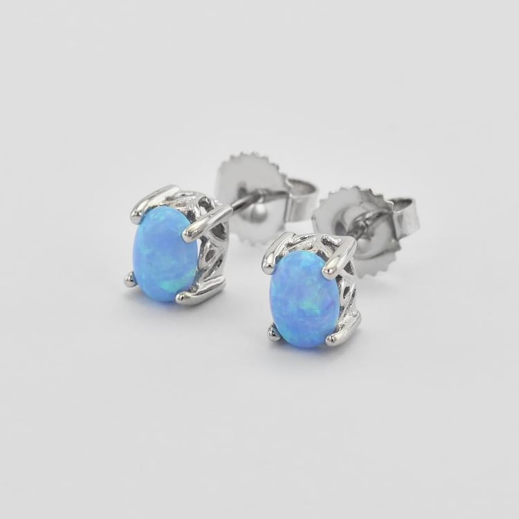 Silberne Ohrringe mit hellblauen Opalen Jula 26119