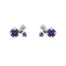 Lila Cluster Ohrringe mit Amethysten und Edelsteinen Kerrie