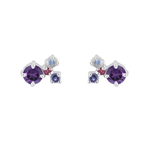 Lila Cluster Ohrringe mit Amethysten und Edelsteinen Kerrie