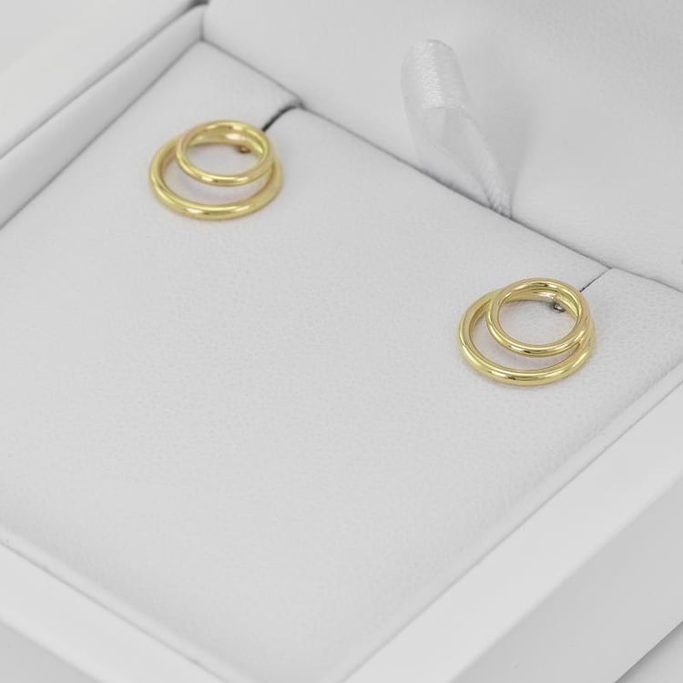 Goldene Ohrstecker mit zwei Ringen Signife 40272