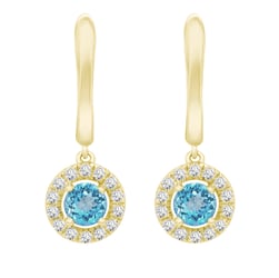 Goldene Ohrringe mit blauen Topasen und Diamanten Macy