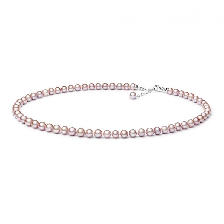 Silberne Halskette mit lavendelfarbenen Perlen Ermine