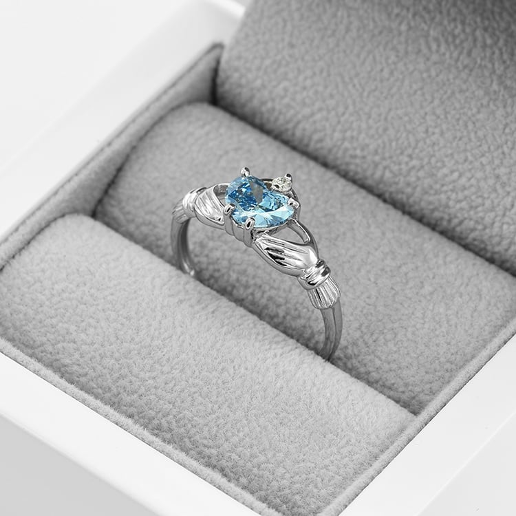 Goldener Claddagh-Ring mit Topas und Diamant Norie 58348