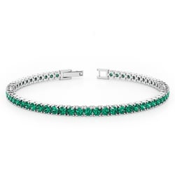 Elegantes silbernes Armband mit simulierten Smargden Rachel