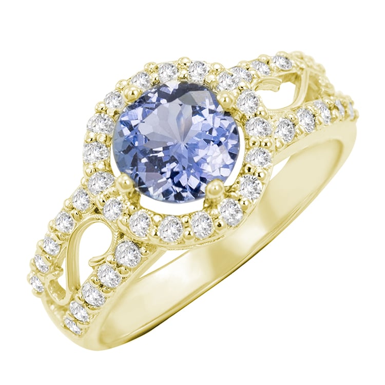 Gelbgold Verlobungsring mit Tansanit und Diamanten 59761