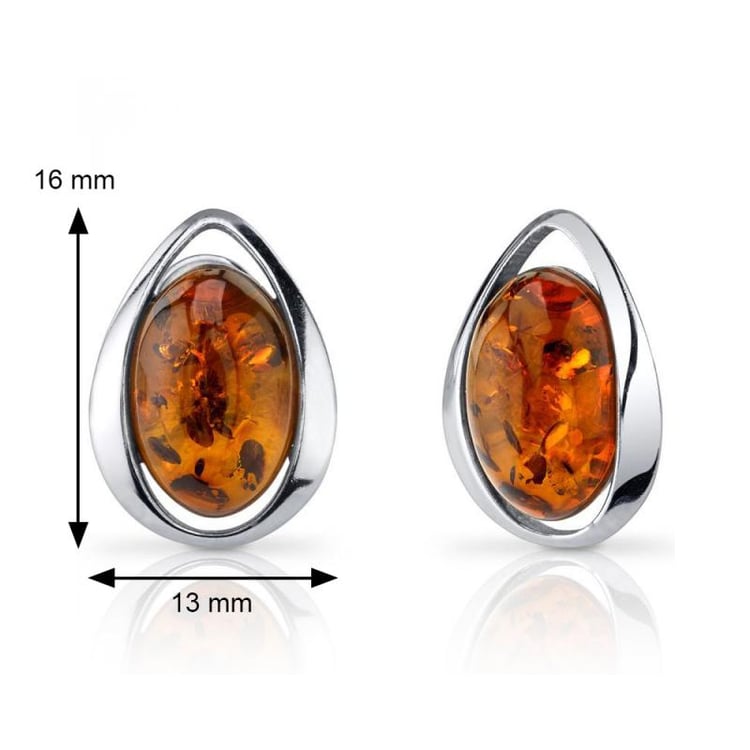Ovale Silberohrringe mit Bernstein Helki 5173