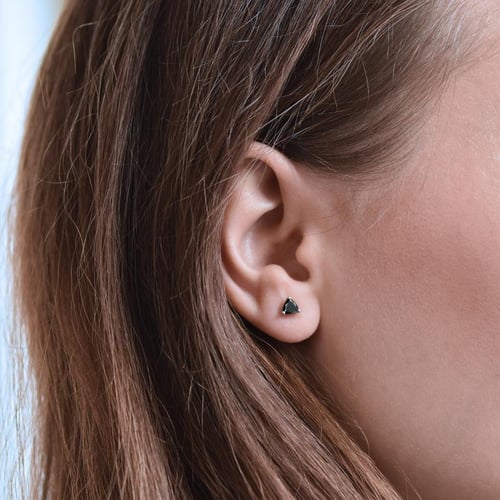 Goldene Ohrstecker mit schwarzen Diamanten Vock