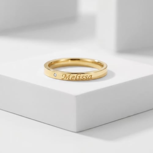 Silberring mit Diamant und Gravur Ihrer Wahl Lexis