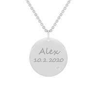 Platinanhänger mit Diamant und Gravur nach Wahl Cassius