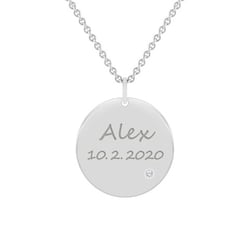 Platinanhänger mit Diamant und Gravur nach Wahl Cassius