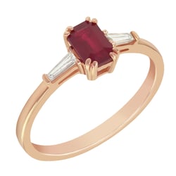 Verlobungsring mit Rubin und Baguette Diamanten Gracie