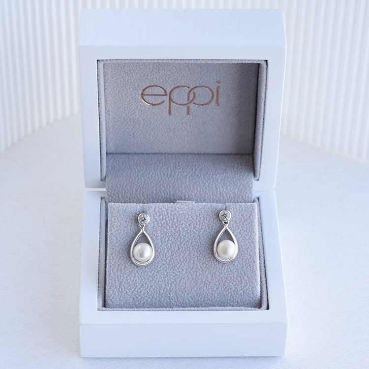 Silberne Perlenohrringe mit Zirkonia Dominia 96436