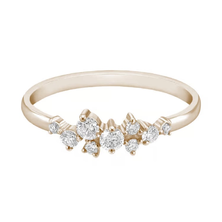 Cluster-Ring aus Gold in Champagnergold mit Moissaniten Isolde