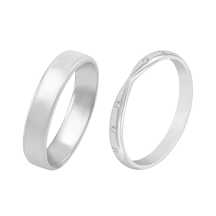 Schmaler Eternity-Ring mit Lab Grown Diamanten und ein breiter Komfort-Ring Garcia