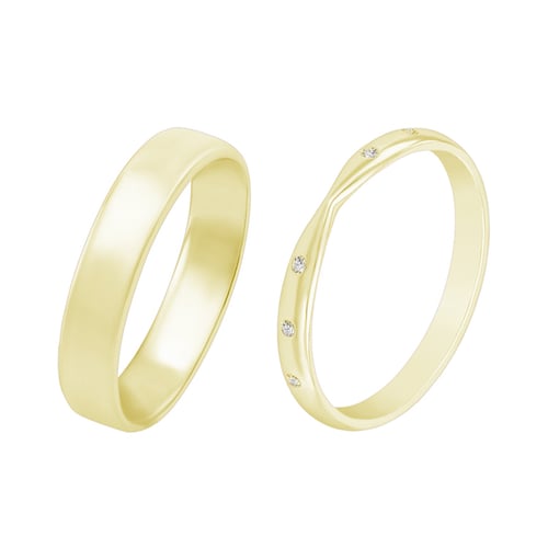 Schmaler Eternity-Ring mit Lab Grown Diamanten und ein breiter Komfort-Ring Garcia
