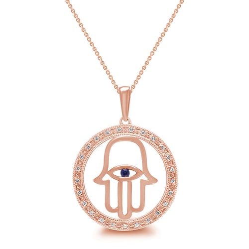 Anhänger in Form einer Hand mit Saphir Hamsa