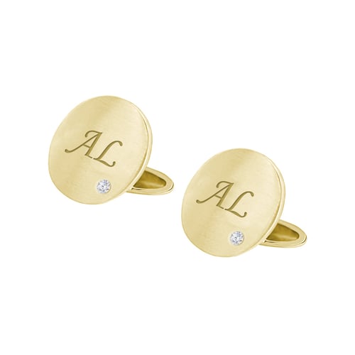 Mannschettenknöpfe aus Gold mit Gravur und Diamanten Hades