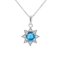 Silberne Anhänger mit Topas und Zirkonia in Sternform Bohemia