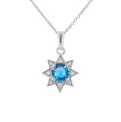 Silberne Anhänger mit Topas und Zirkonia in Sternform Bohemia