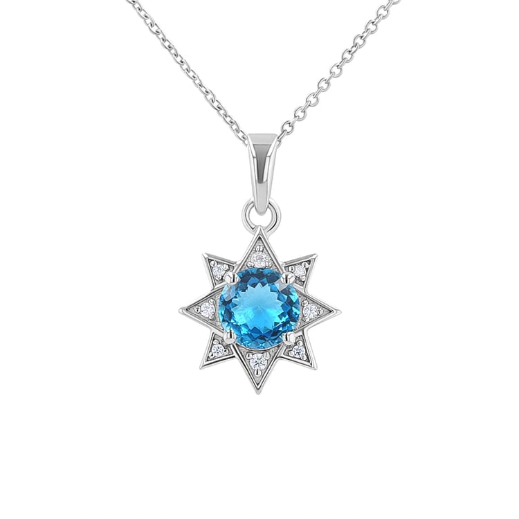 Silberne Anhänger mit Topas und Zirkonia in Sternform Bohemia