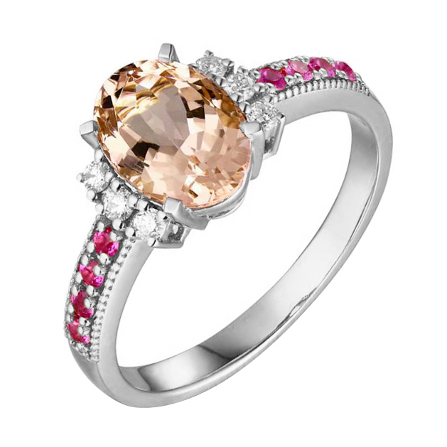 Morganitring mit Saphiren und Diamanten Jemiah