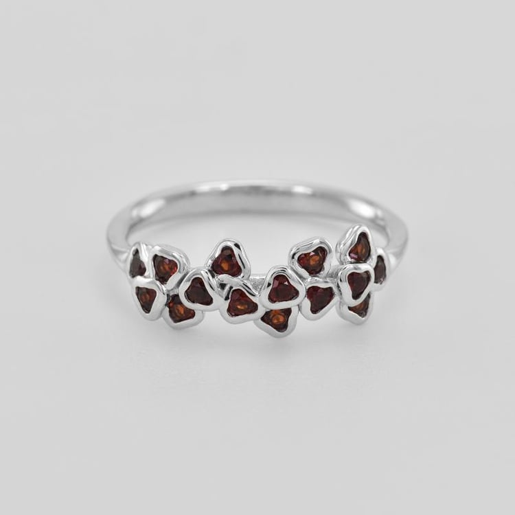 Goldener Ring mit Granat-Blüten Washi 44965