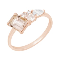 Cluster Ring mit Morganiten, Diamant und Saphir Ivonne