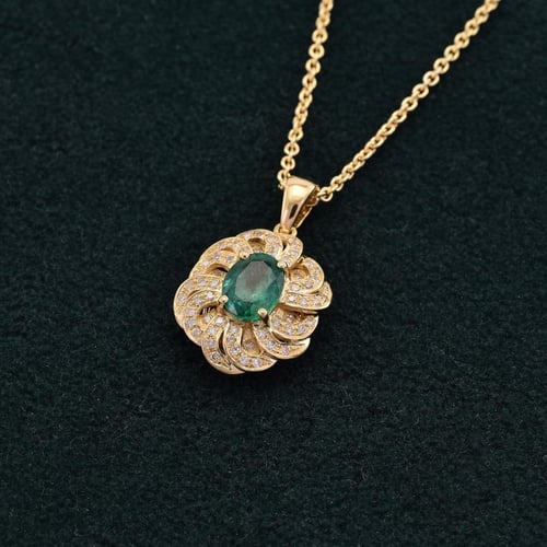 Anhänger mit Smaragd und Diamanten Deena