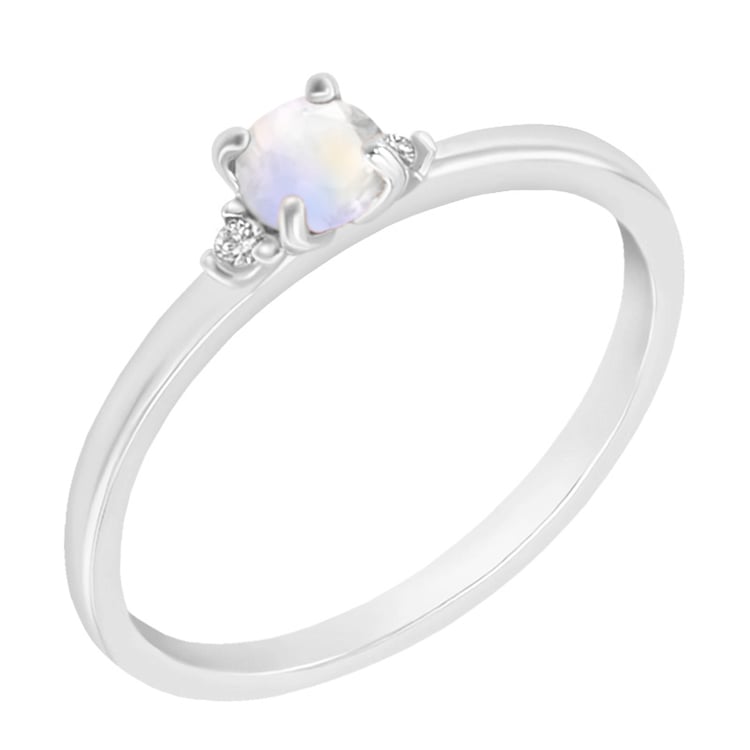 Goldener Verlobungsring mit Mondstein und Diamanten Hye