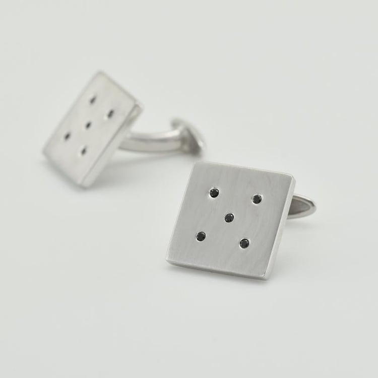 Silber-Manschettenknöpfe mit schwarzen Diamanten Orien 20048