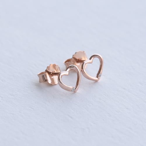 Goldene Ohrringe in Herzform mit Diamanten Stella