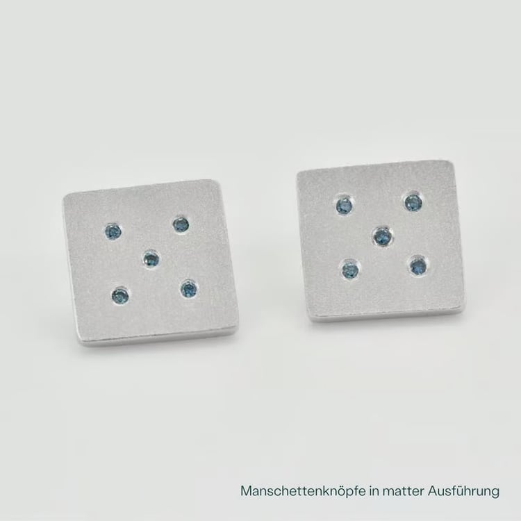 Goldene Quadrat-Manschettenknöpfe mit blauen Diamanten Orien 165392