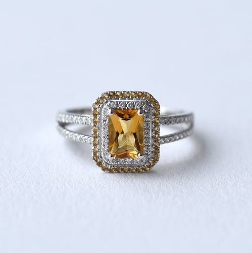 Wunderschöner Goldring mit Citrin voll von Diamanten Dixie