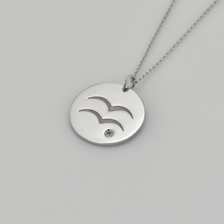 Silberner Anhänger mit Sternzeichen und Aquamarin Wassermann 103397