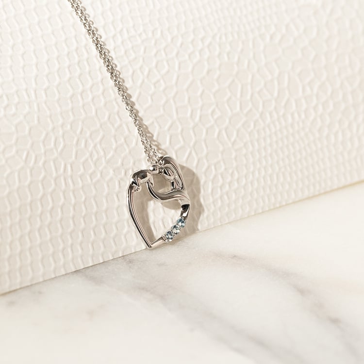 Silberner Anhänger Mutter und Kind mit Aquamarin Eisa 136780